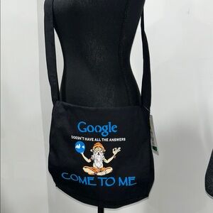 Google Black Crossbody Bag with Canvas Design